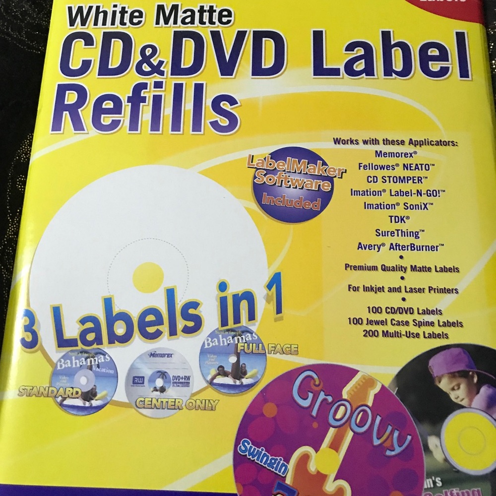Almost new Dvd/Cd labels